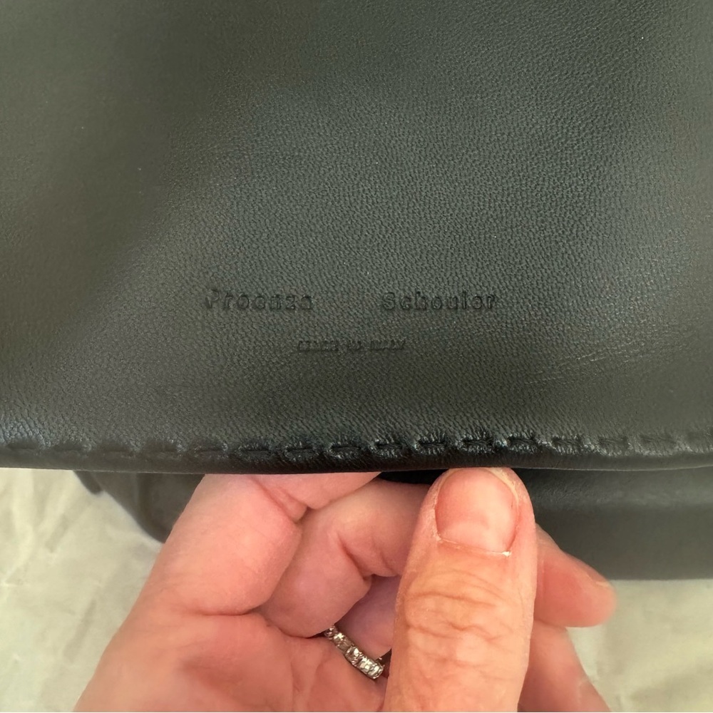 NWT PROENZA SCHOULER Black Leather Drawstring Tote Bag With Detachable Zip Pouch - Picture 13 of 16